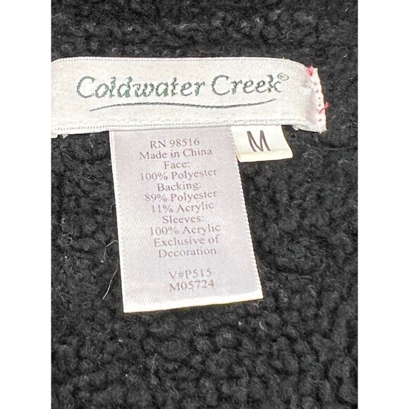 Coldwater Creek Women's M Burgundy& Black Faux Suede Fleece Lined Sweater Jacket - Picture 6 of 6